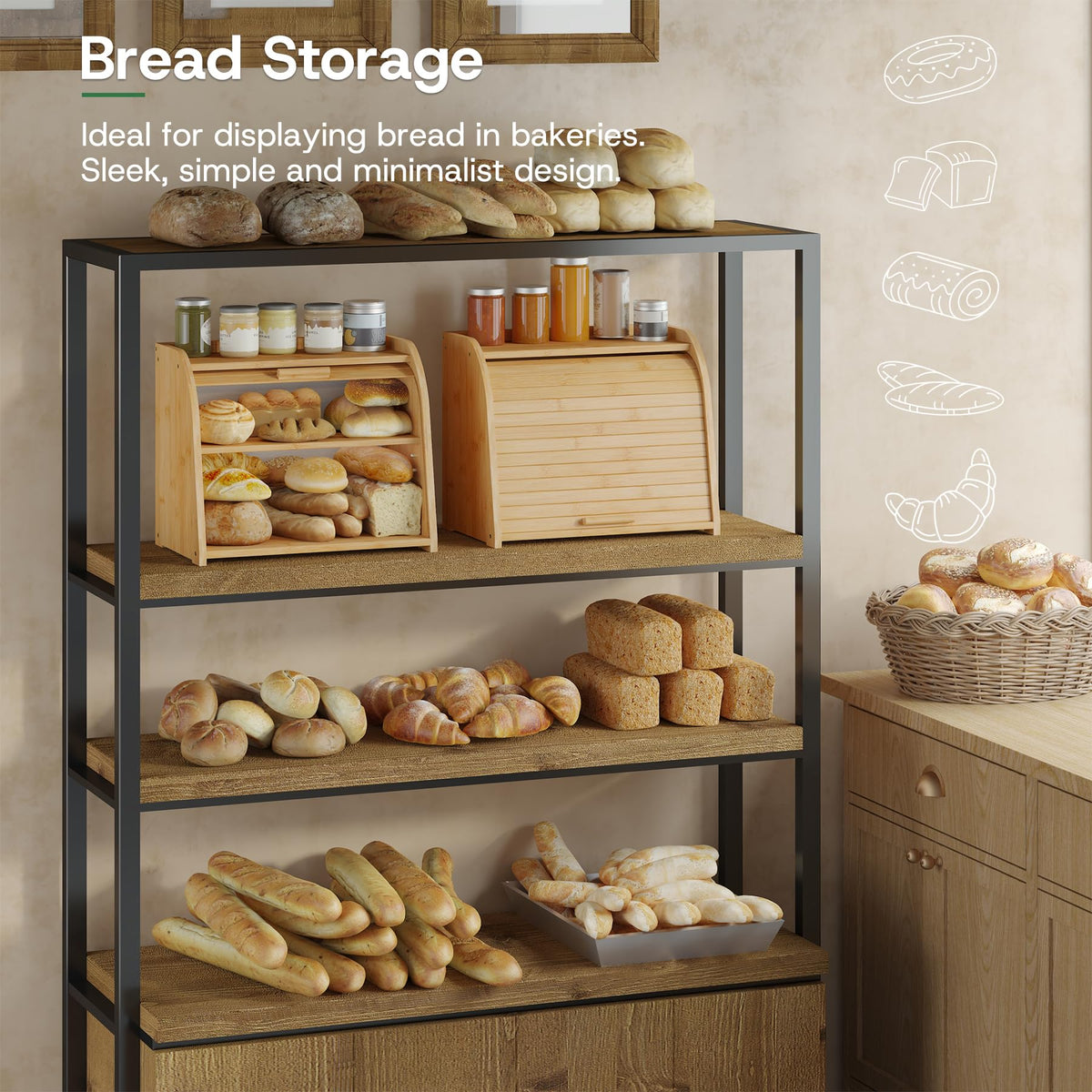Large Bamboo Wood Bread Box R905605