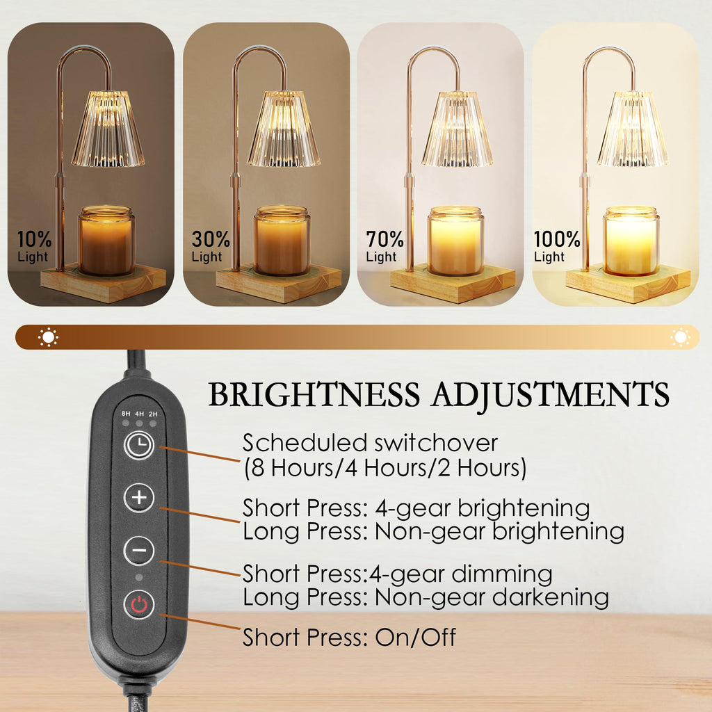 Candle Warmer Lamp with 2 Bulbs, Dimmable, Timer, Adjustable Height B52070