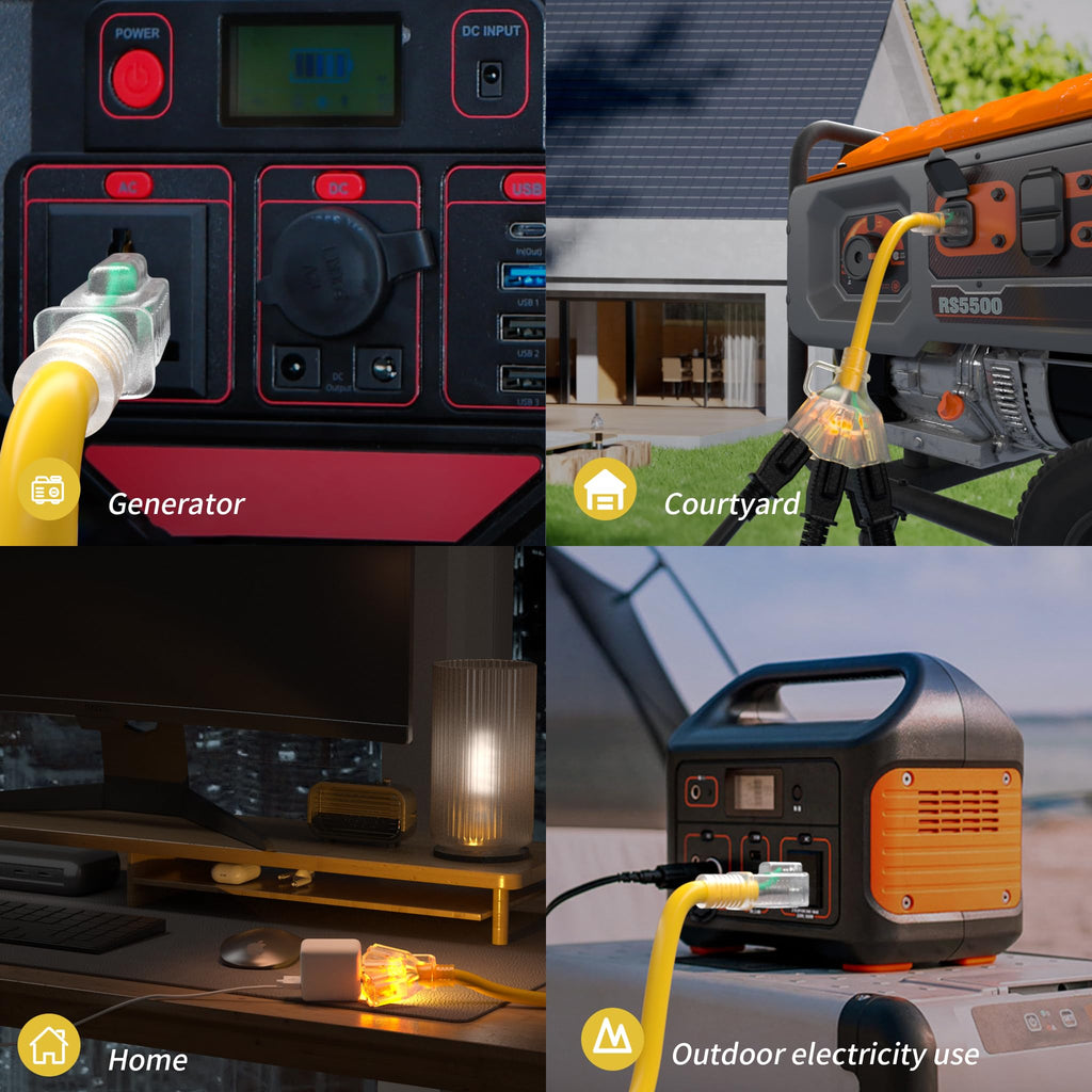 12 FT 12 Gauge Yellow Heavy Duty Outdoor Extension Cord Waterproof S58572
