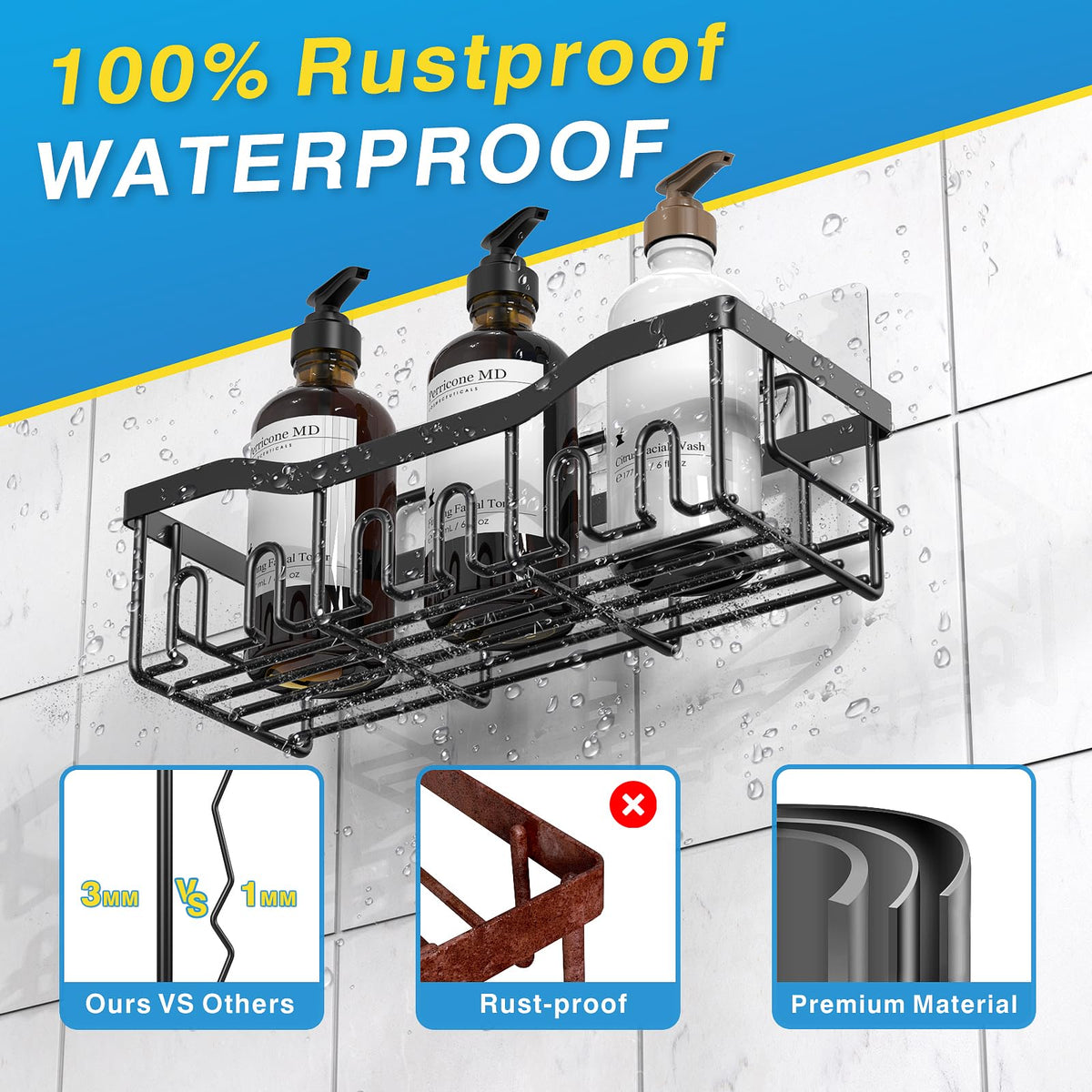 5 Pack Rustproof Stainless Steel Shower Caddy Y4016