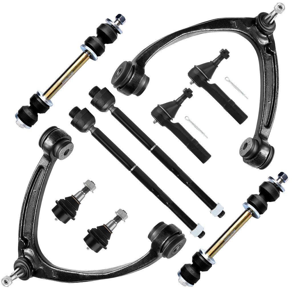 10pcs Front Suspension Kit Upper Control Arm Tie Rod Ends Sway Bar Links Lower Ball Joints D8547