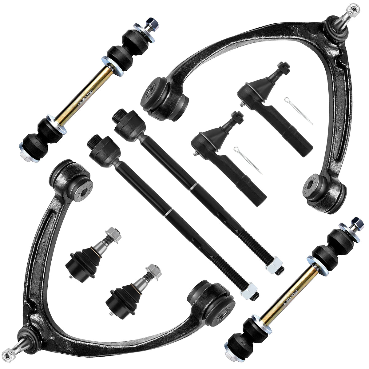 10pcs Front Suspension Kit Upper Control Arm Tie Rod Ends Sway Bar Links Lower Ball Joints D8547