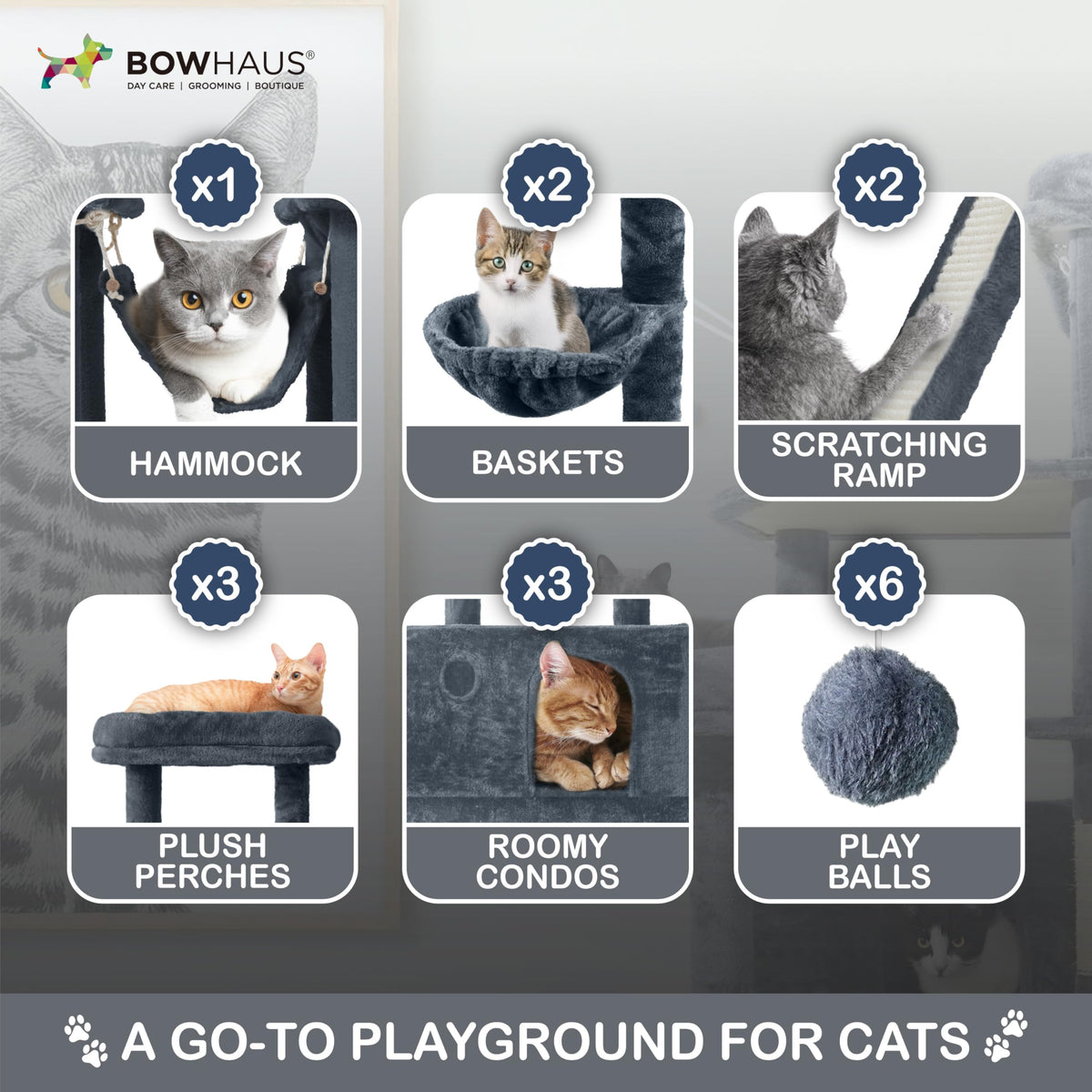 Extra Large 80-Inch Tall Cat Tree with Scratching Posts L5447
