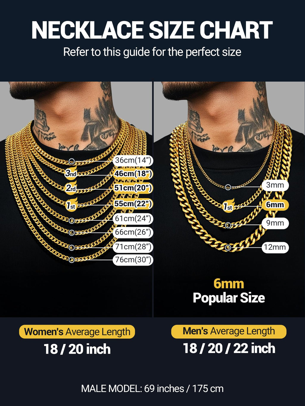 Cuban Chain Necklace 316L Stainless Steel W755795