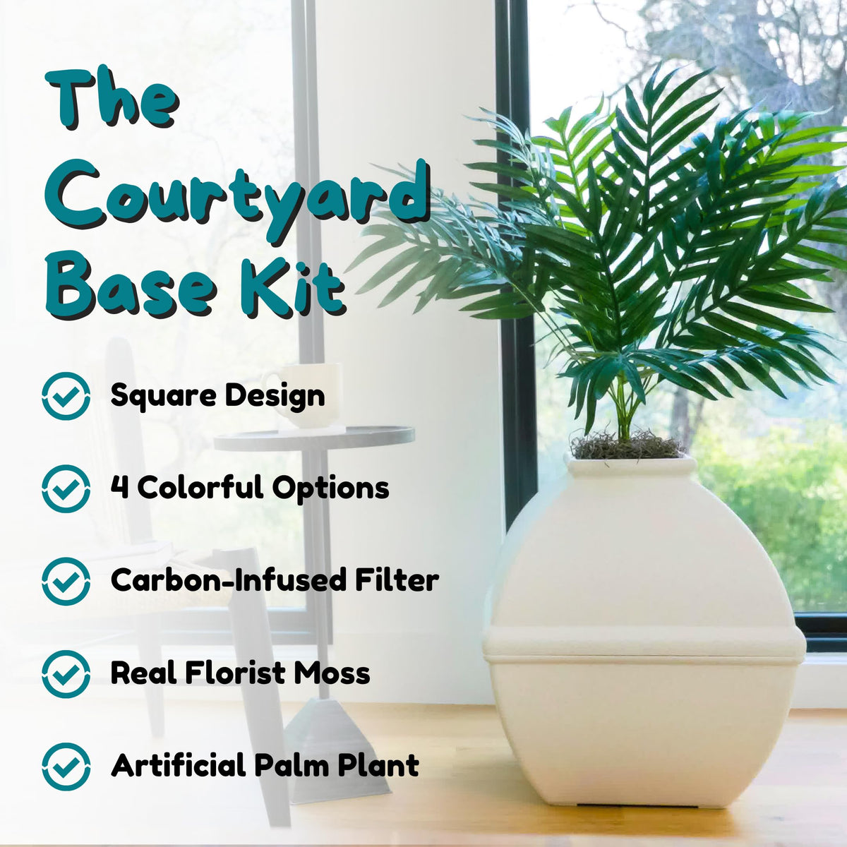 White Hidden Litter Box Planter with Carbon Filter H6620