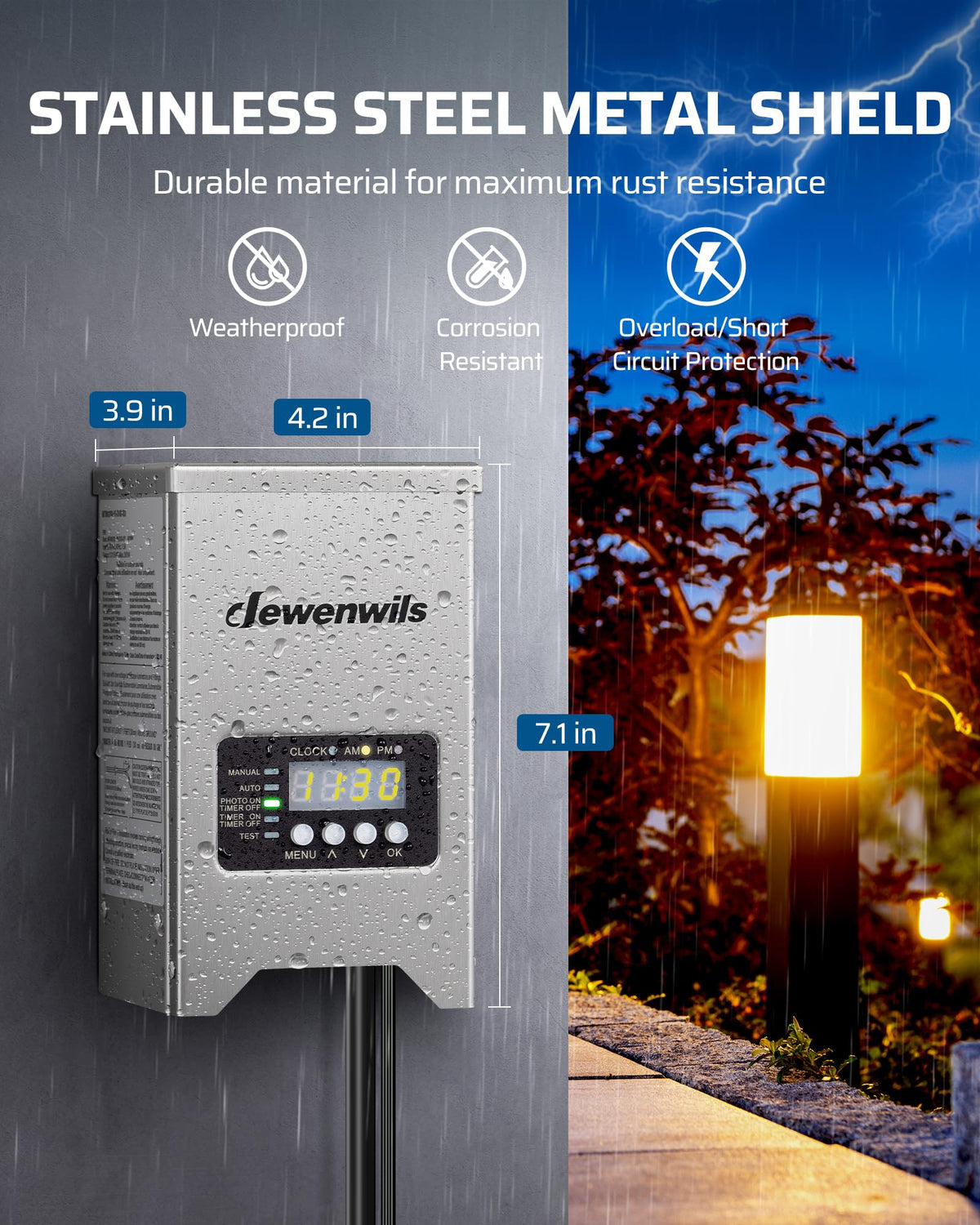 200W Low Voltage Transformer with Photocell Sensor & Timer O1466