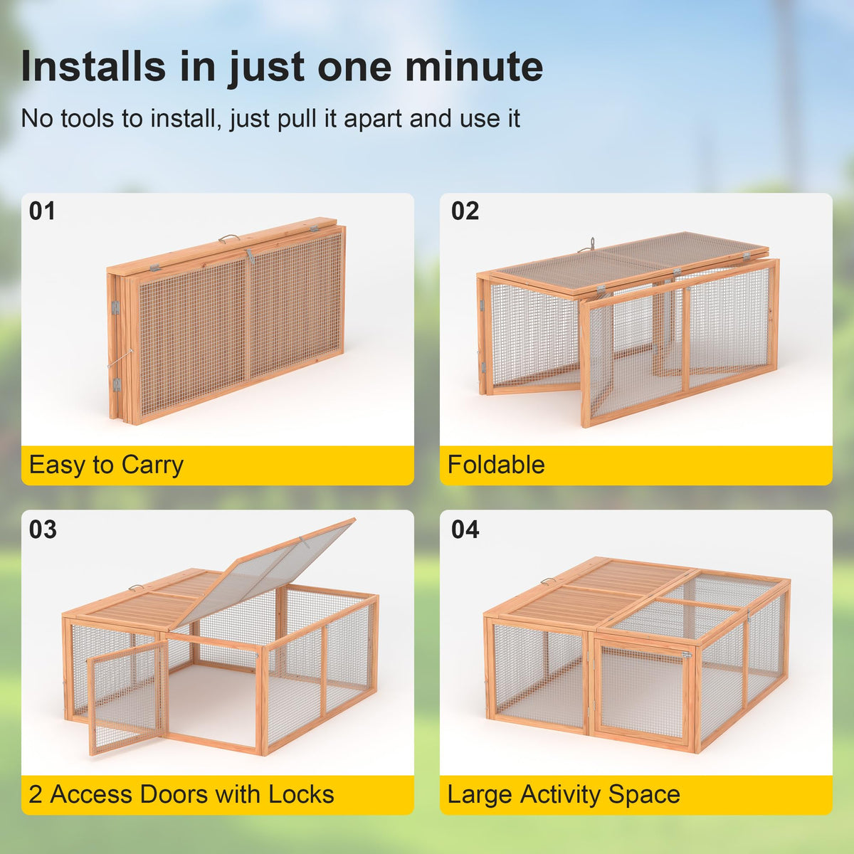 Wooden Chicken Coop Rabbit Hutch F489830