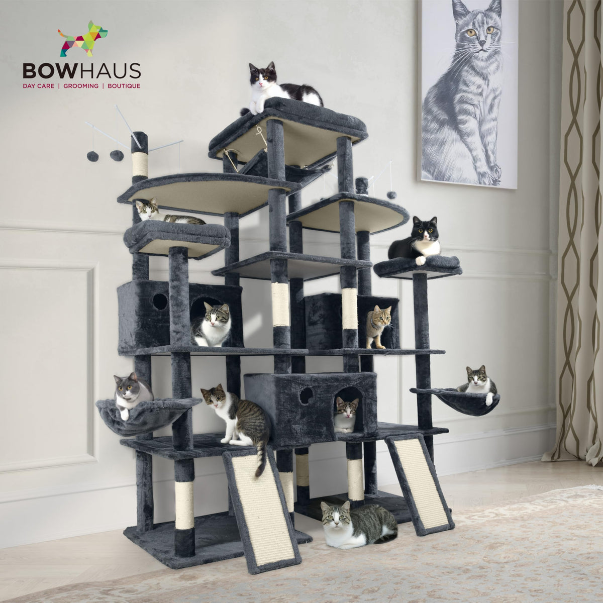 Extra Large 80-Inch Tall Cat Tree with Scratching Posts L5447