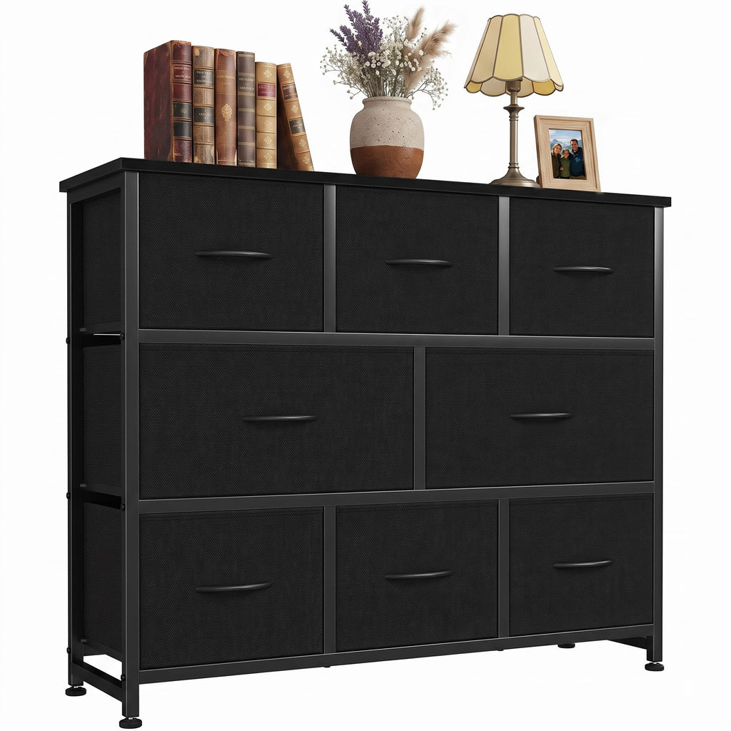 8 Drawer Fabric Dresser with Wood Top A649