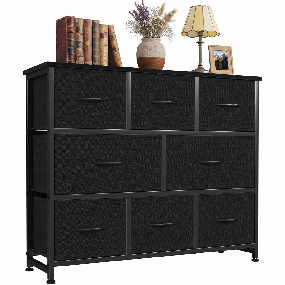 8 Drawer Fabric Dresser with Wood Top A649