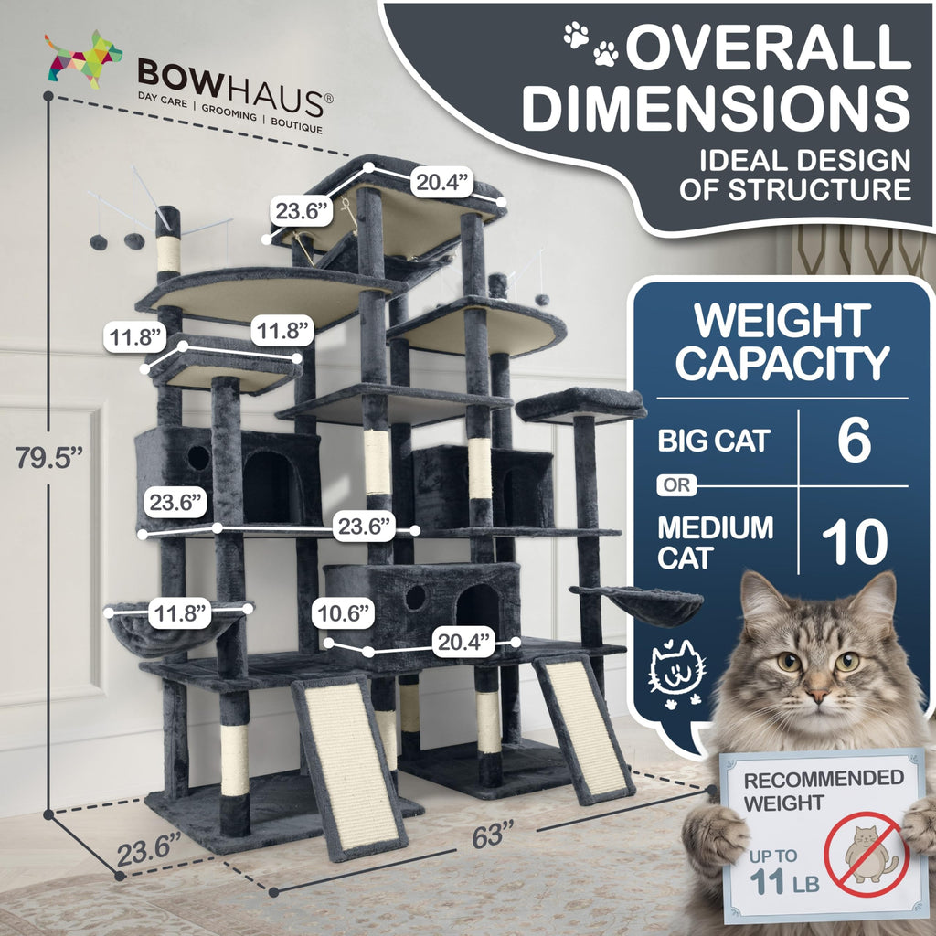 Extra Large 80-Inch Tall Cat Tree with Scratching Posts L5447