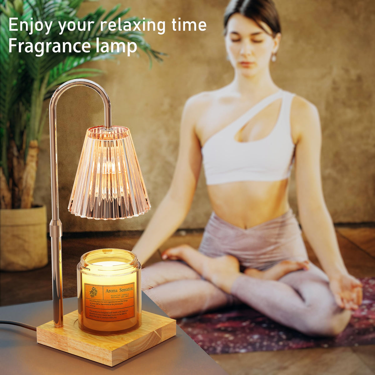 Candle Warmer Lamp with 2 Bulbs, Dimmable, Timer, Adjustable Height B52070