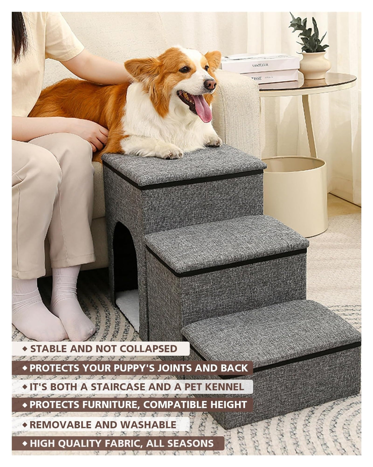 Folding Pet Stairs with Storage Box E9878