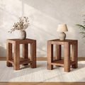 Solid Wood 2-Tier Side Table Set of 2 with Storage Shelves W3488