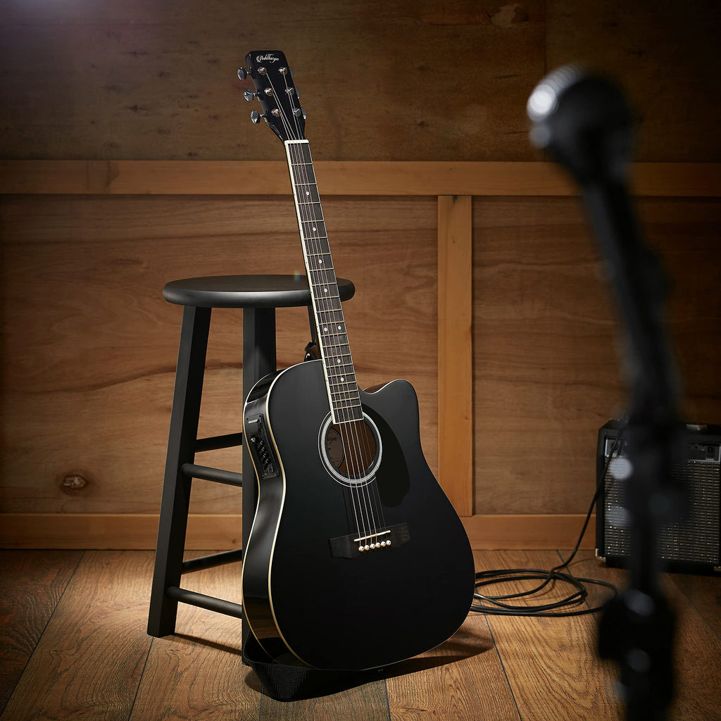 Black Cutaway Thinline Acoustic-Electric Guitar P217258