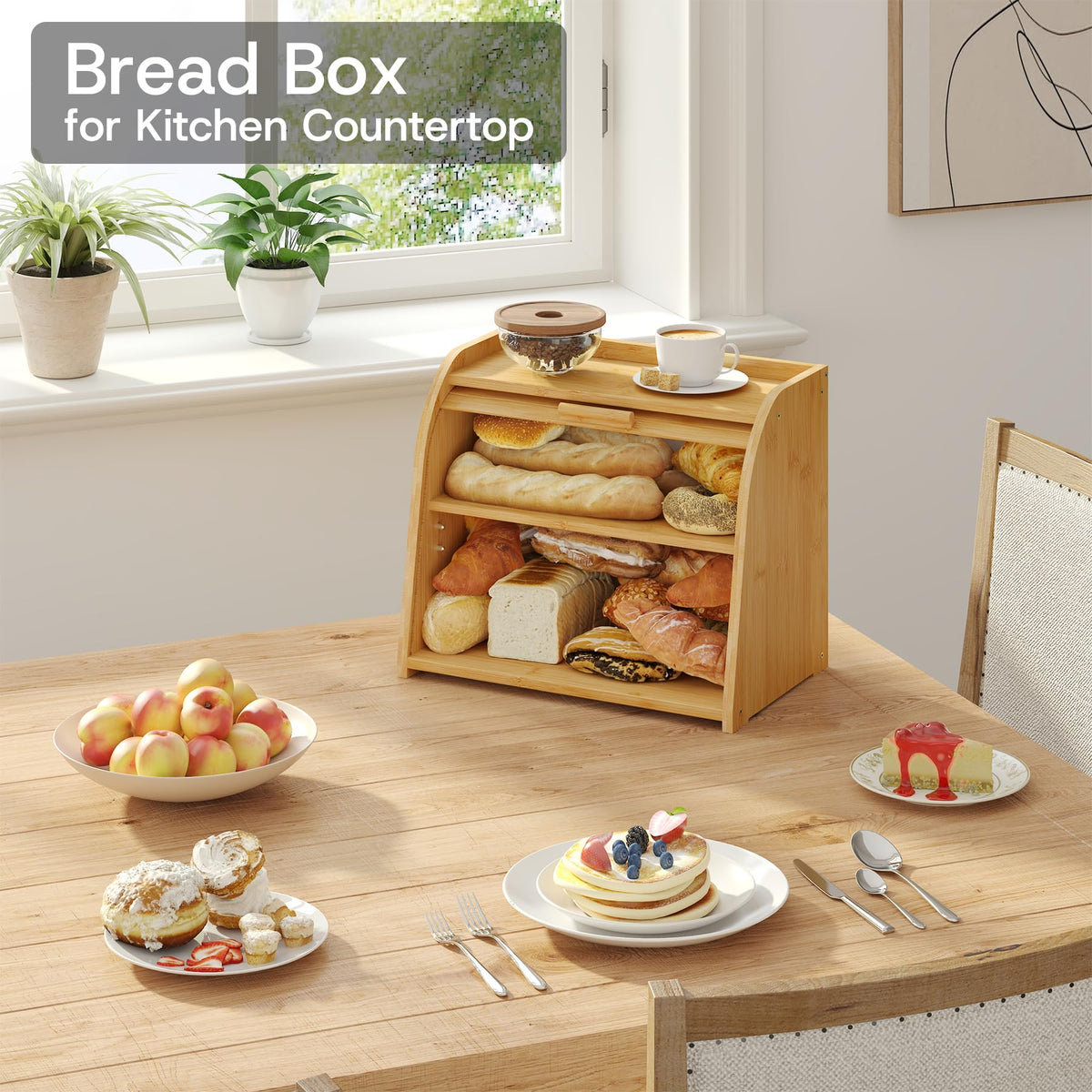 Large Bamboo Wood Bread Box R905605