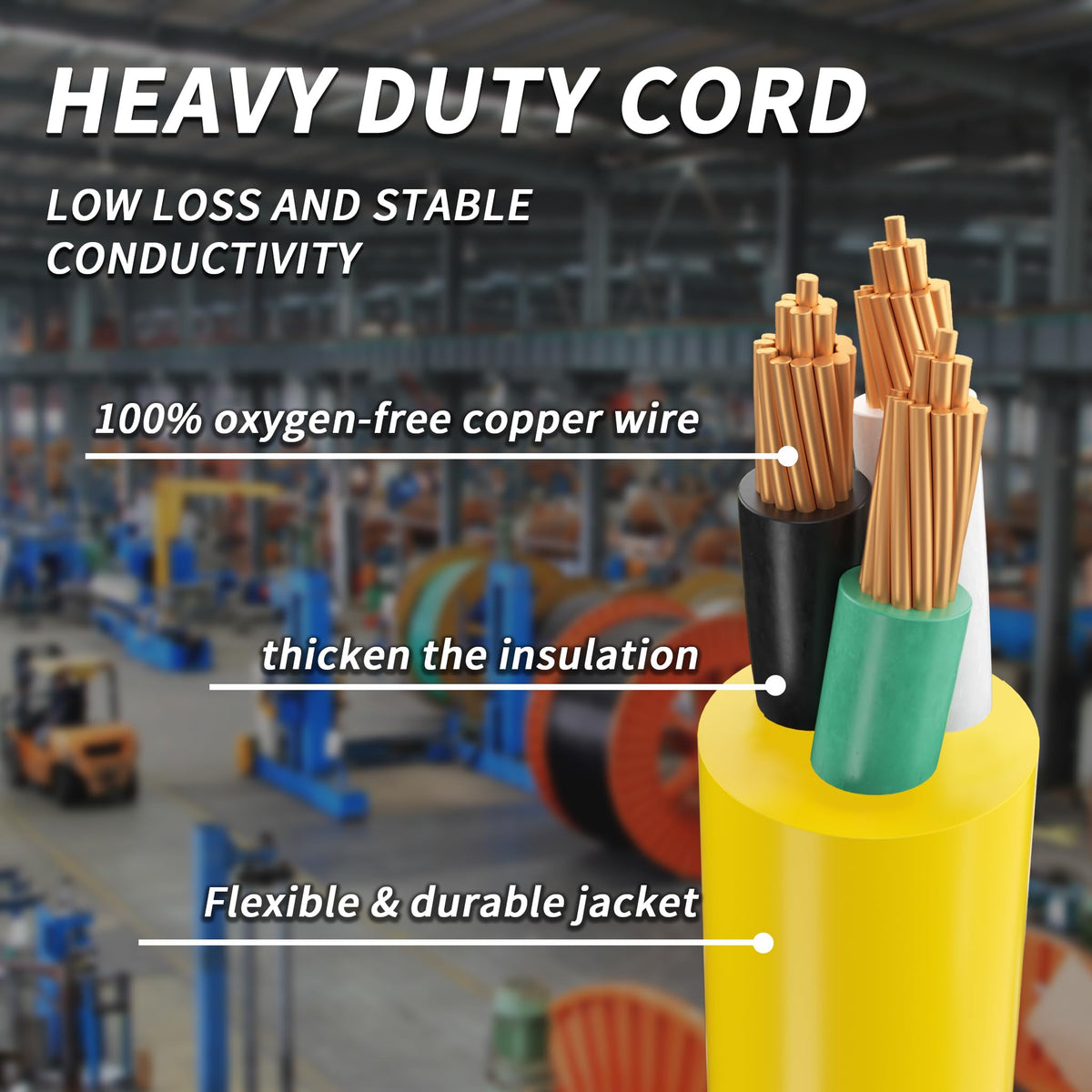 12 FT 12 Gauge Yellow Heavy Duty Outdoor Extension Cord Waterproof S58572