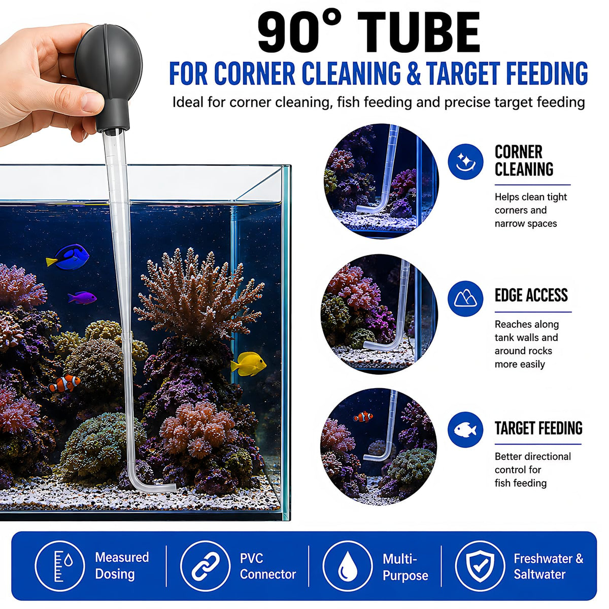 Aquarium Turkey Baster 4-in-1 Spot Cleaner and Coral Feeder 21.6 in P393553