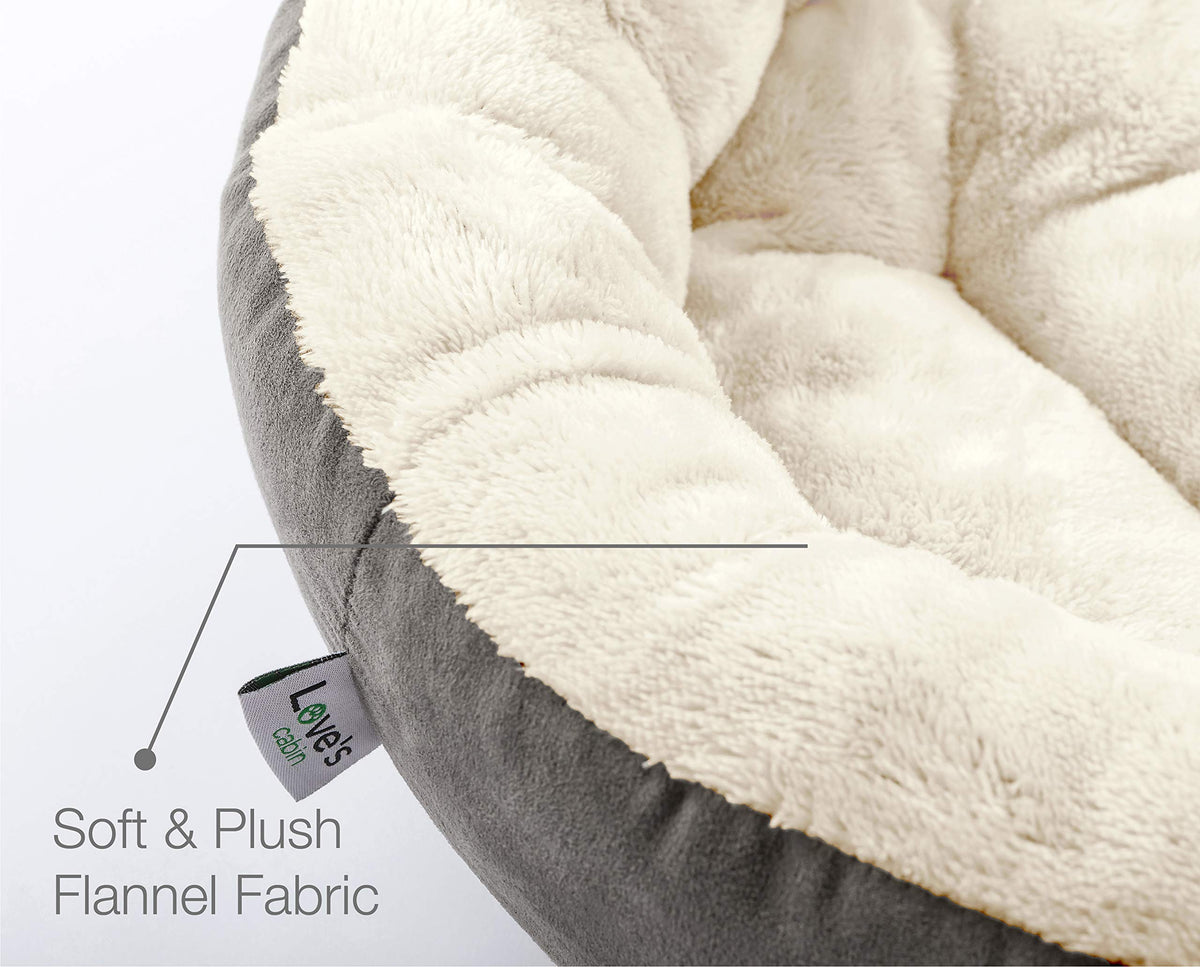 Round Donut Cat and Dog Cushion Bed, 20in Washable Gray S779