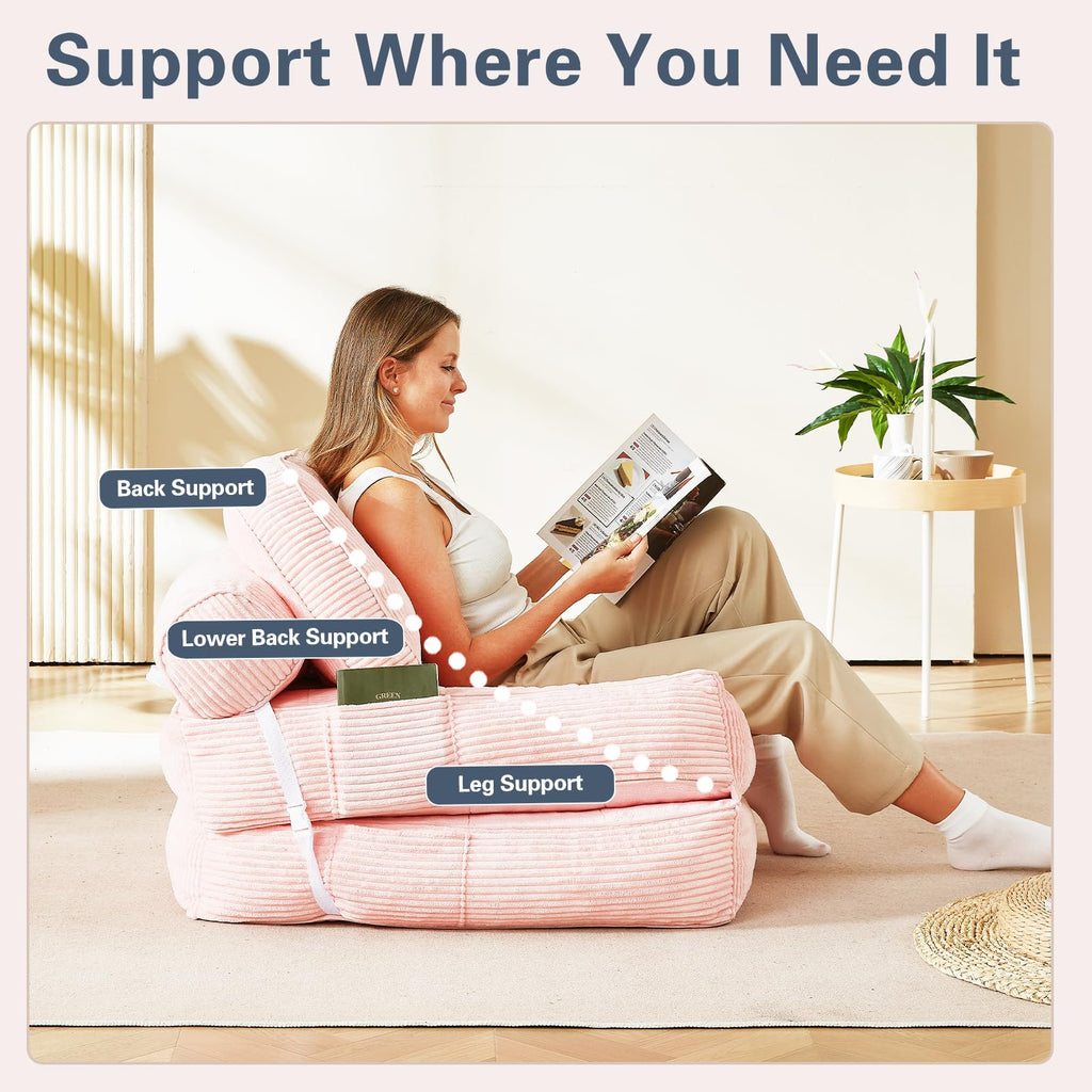 Pink Flannel Folding Sofa Bed P83366