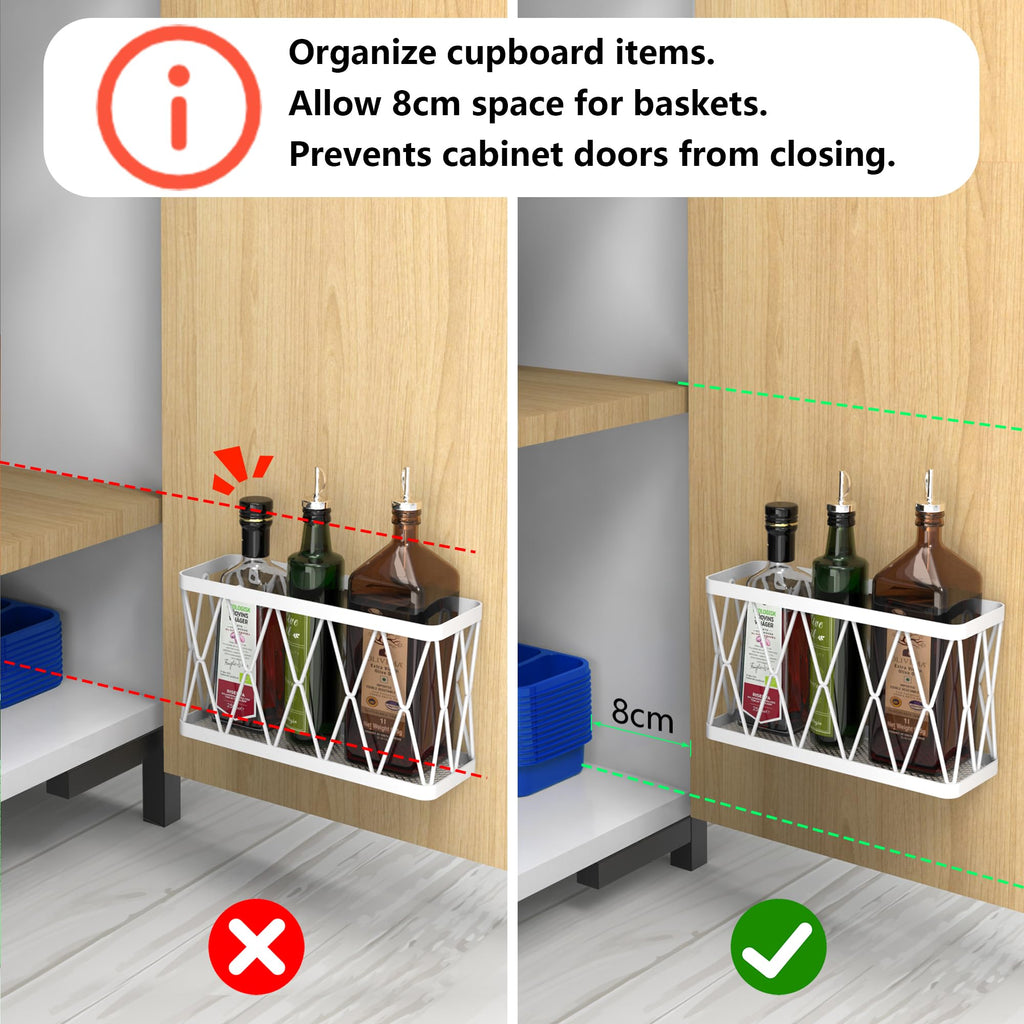 3 Pack White Stainless Steel Adhesive Cabinet Door Organizer O38448