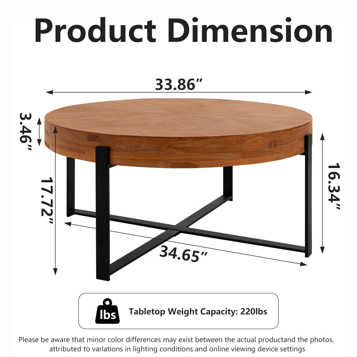 Round Coffee Table with Black Cross Legs Base L293