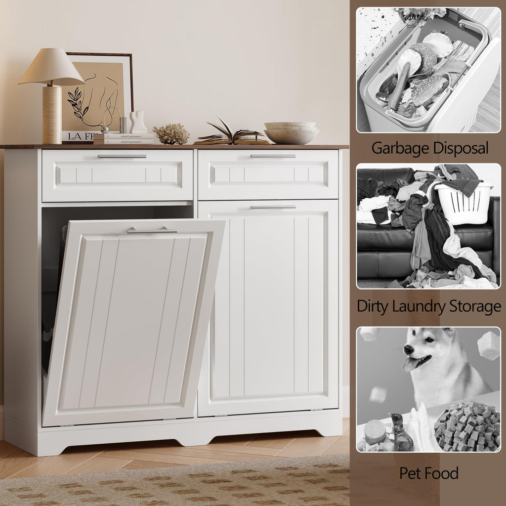 10 Gallon Double Tilt Out Trash Can Cabinet Y460688