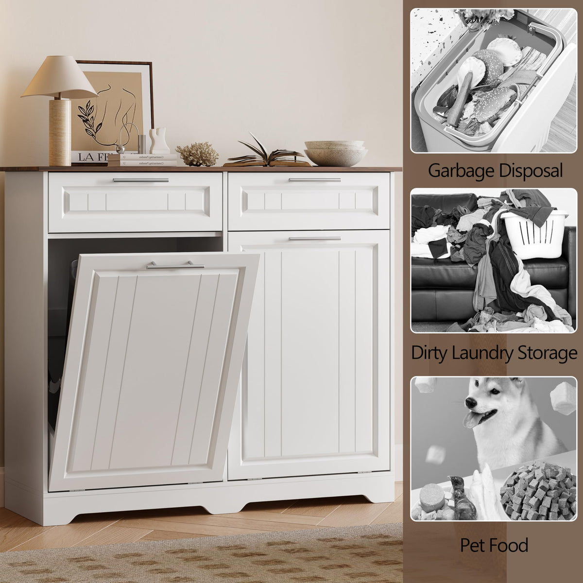 10 Gallon Double Tilt Out Trash Can Cabinet Y460688