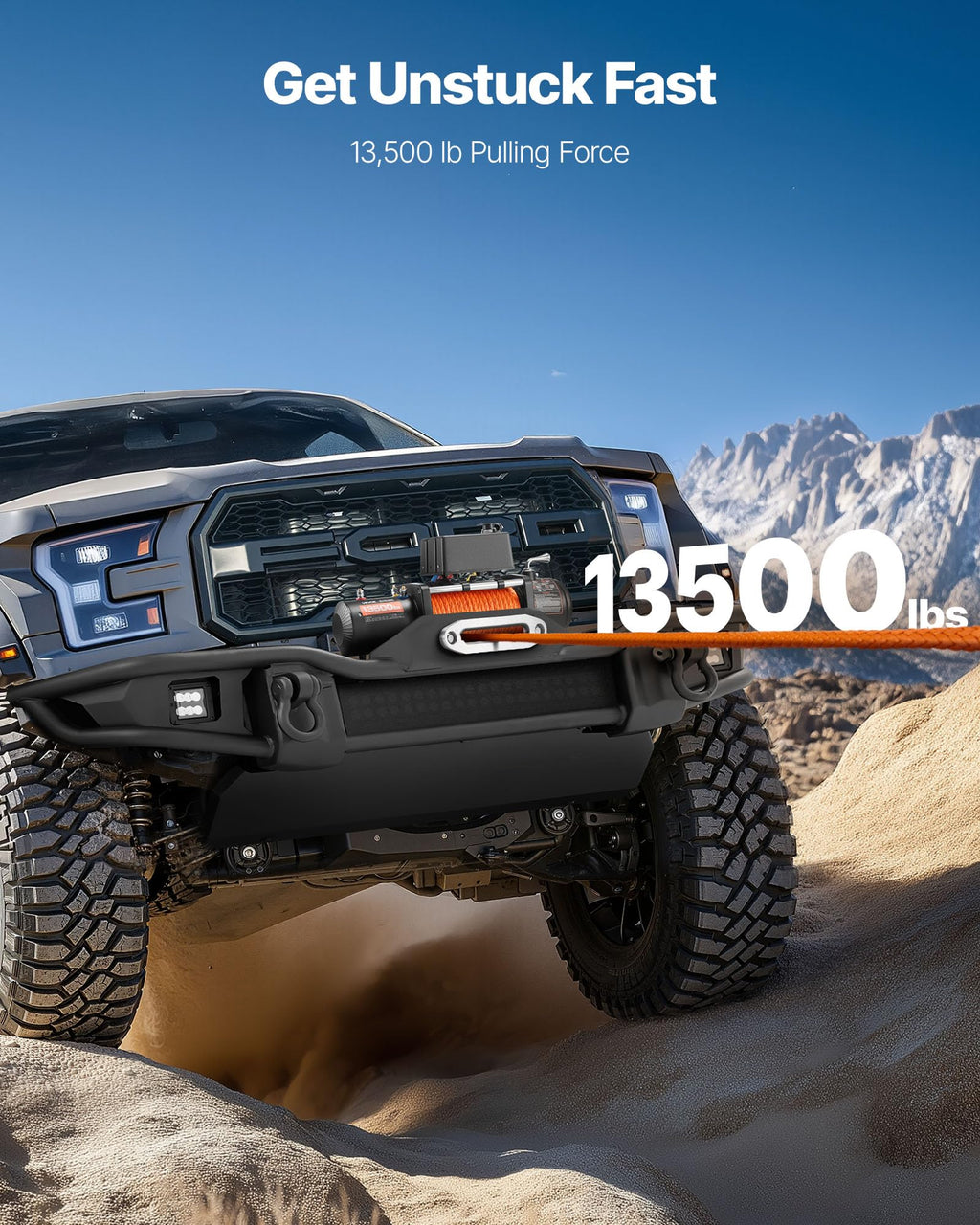 13,500 lb 12V DC Electric Truck Winch with Synthetic Rope V75312