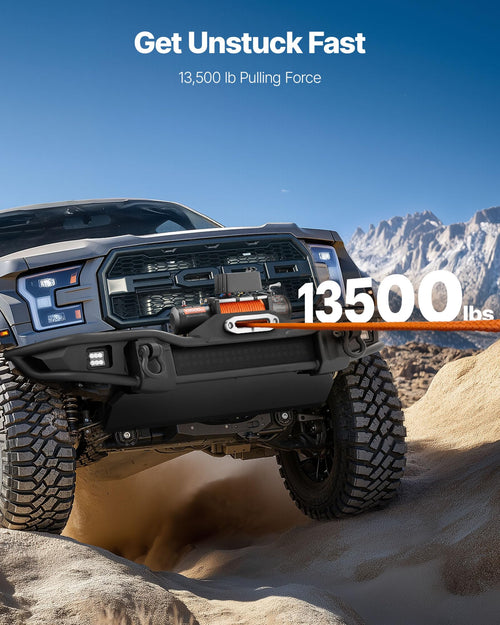 13,500 lb 12V DC Electric Truck Winch with Synthetic Rope V75312