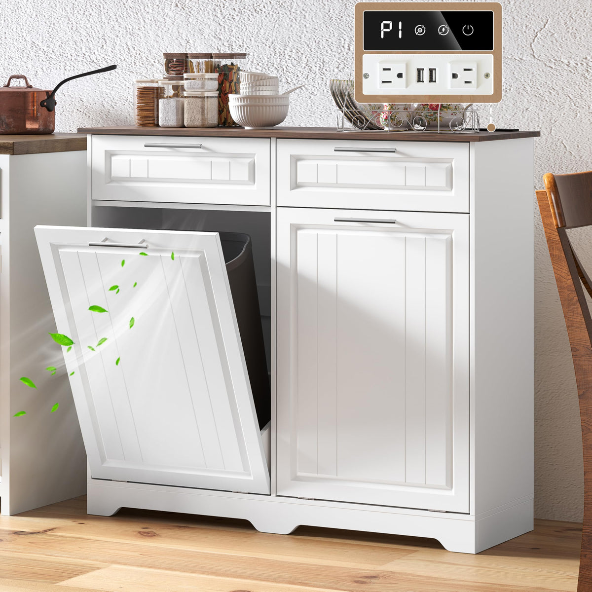 10 Gallon Double Tilt Out Trash Can Cabinet Y460688