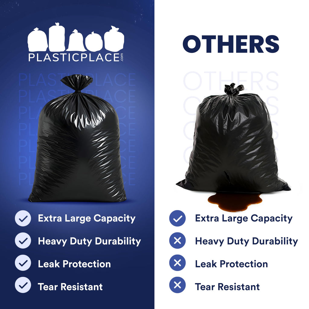 95-96 Gallon Heavy Duty 1.5 Mil Black Trash Bags 25 Count F25666