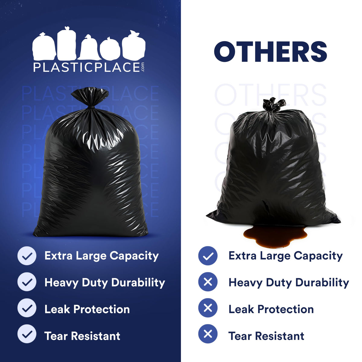 95-96 Gallon Heavy Duty 1.5 Mil Black Trash Bags 25 Count F25666