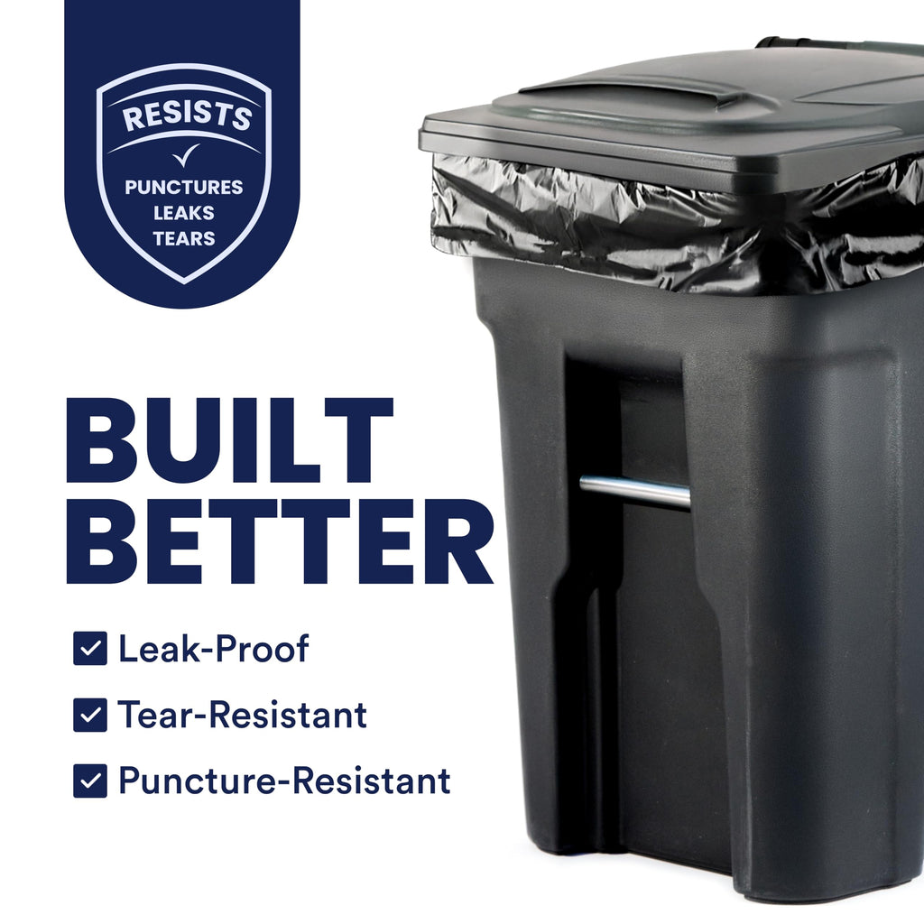 95-96 Gallon Heavy Duty 1.5 Mil Black Trash Bags 25 Count F25666