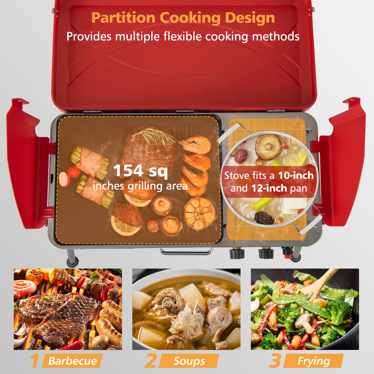 2-Burner Propane Camping Stove with Detachable Legs F446402