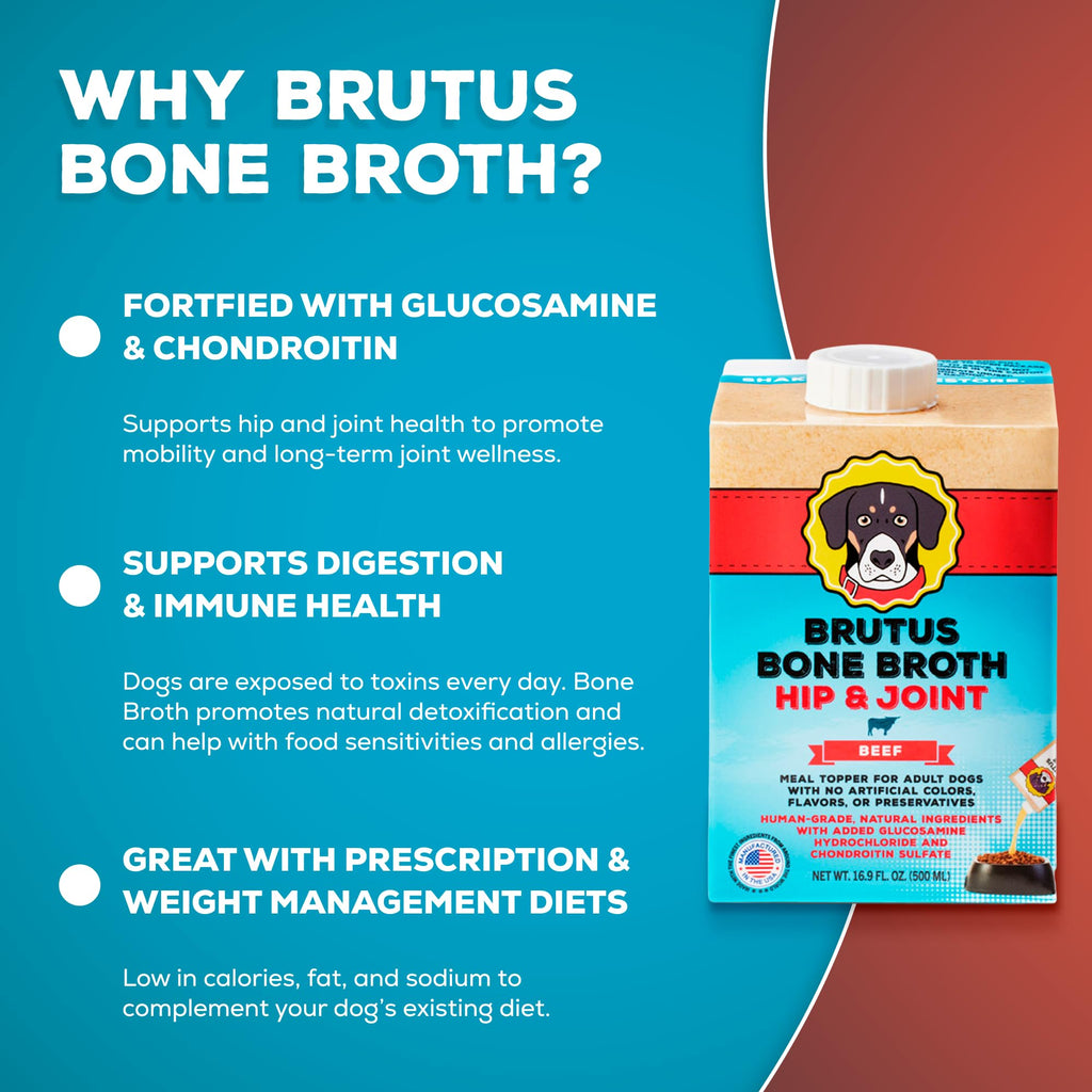 Bone Broth for Dogs with Chondroitin Glucosamine Turmeric 16.9oz Pack of 6 I448