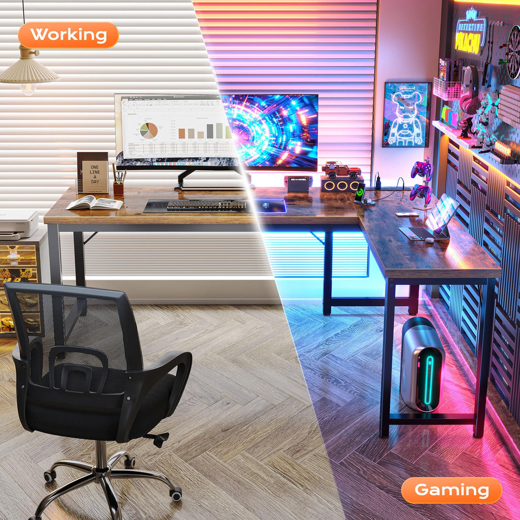 63 Inch L Shaped Desk with Power Outlets D21390