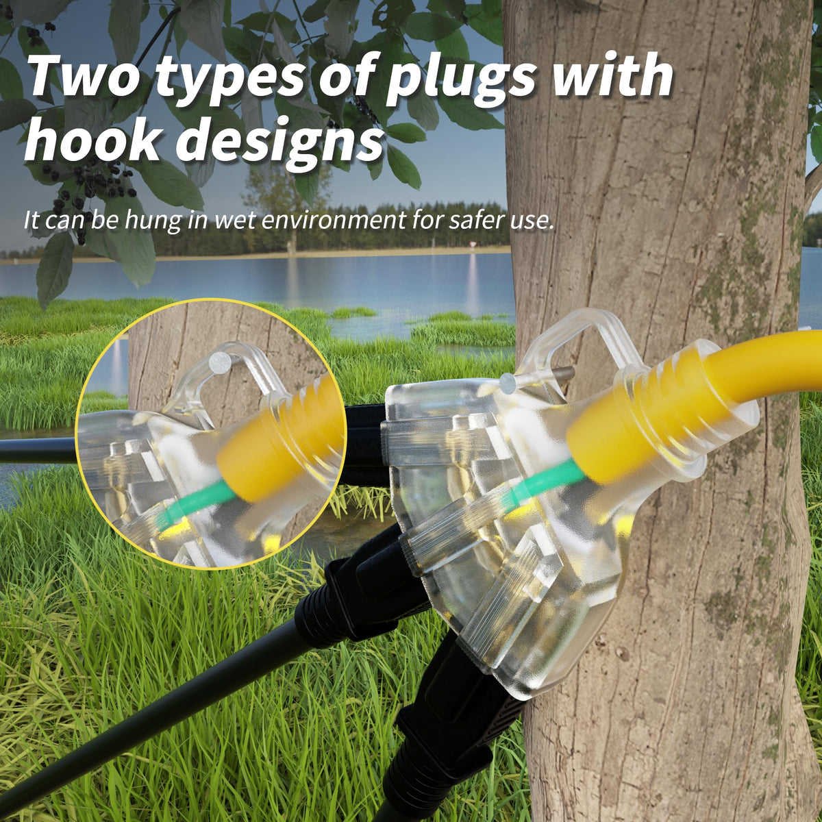12 FT 12 Gauge Yellow Heavy Duty Outdoor Extension Cord Waterproof S58572