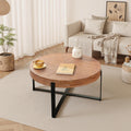 Round Coffee Table with Black Cross Legs Base L293