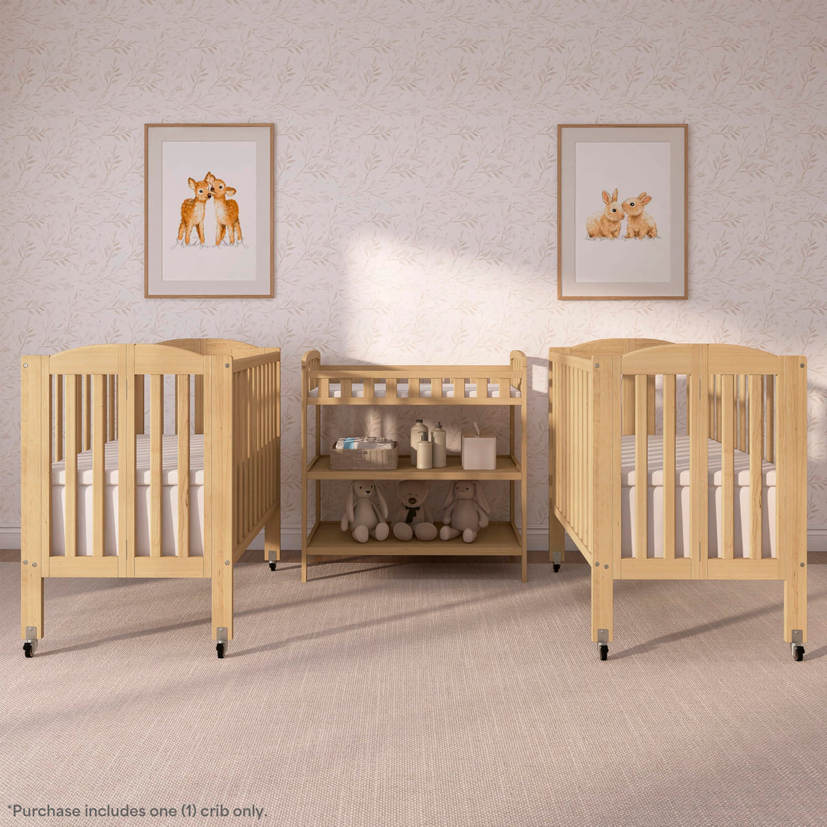2-in-1 Portable Mini Crib with Mattress U745