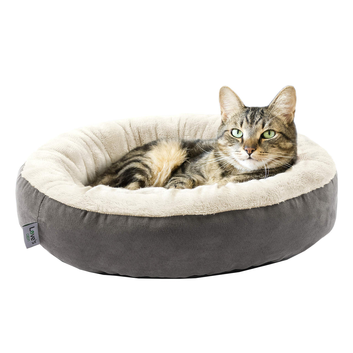 Round Donut Cat and Dog Cushion Bed, 20in Washable Gray S779