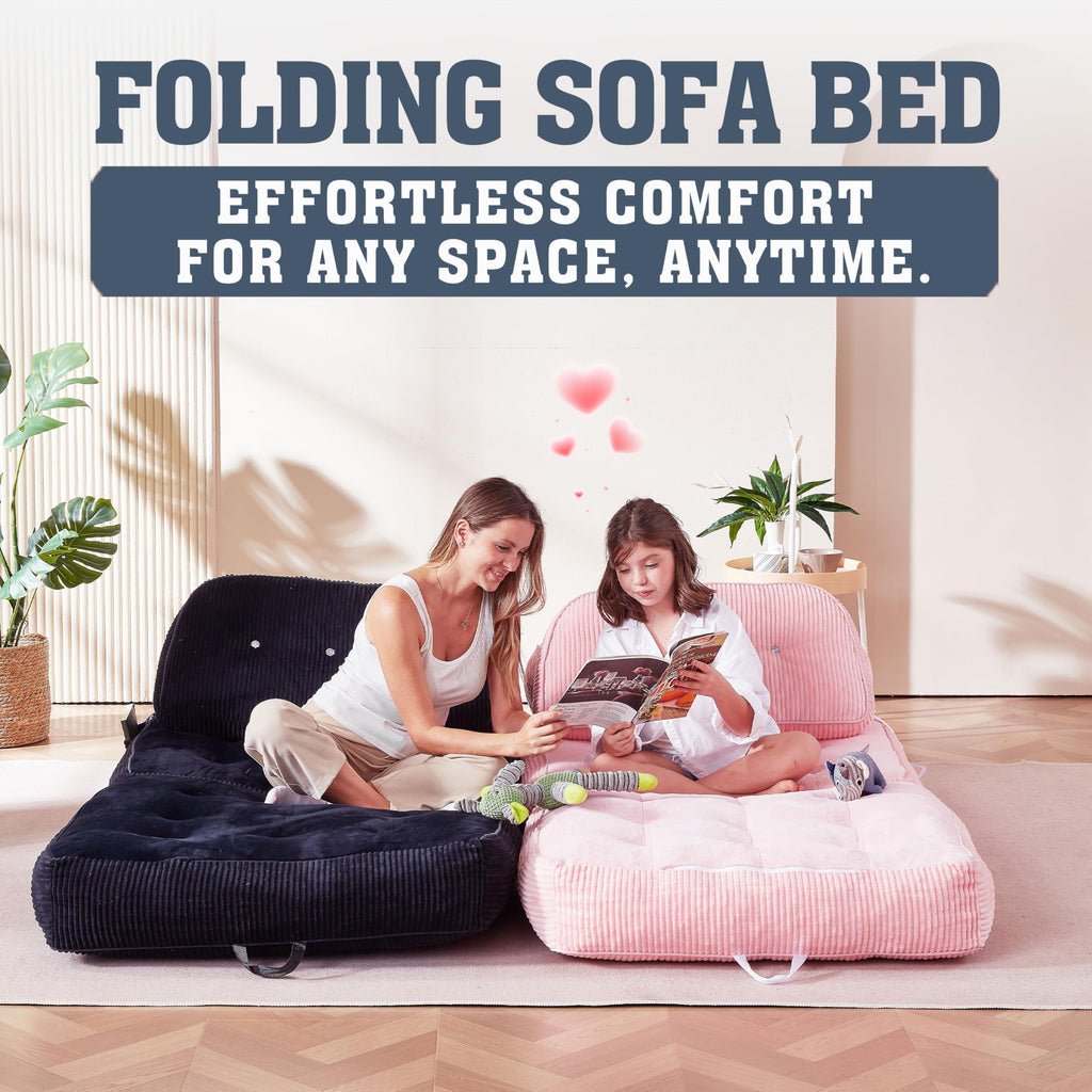Pink Flannel Folding Sofa Bed P83366