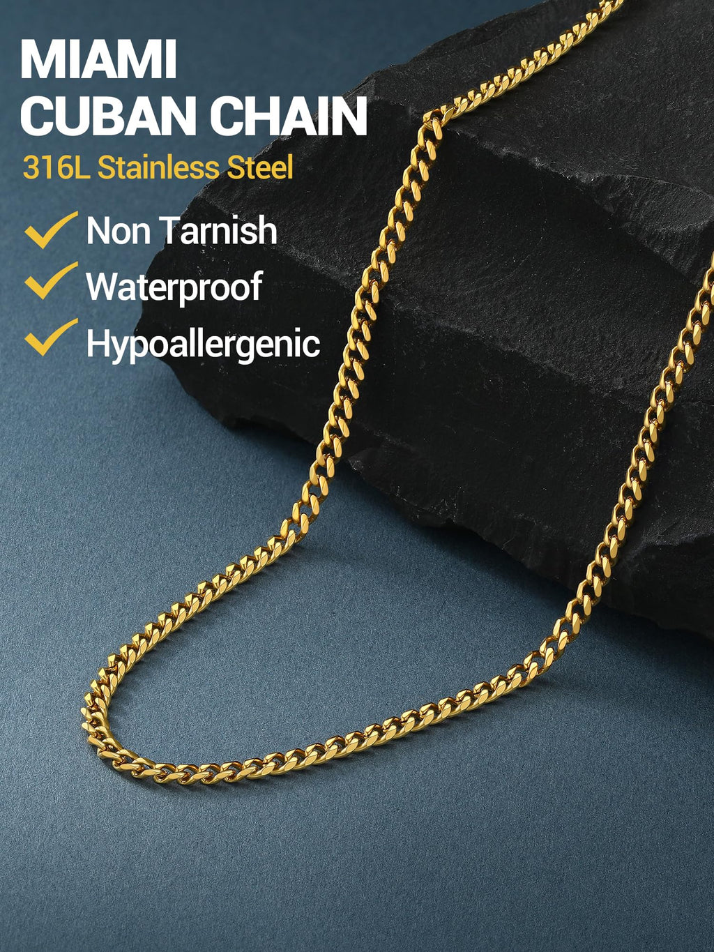 Cuban Chain Necklace 316L Stainless Steel W755795