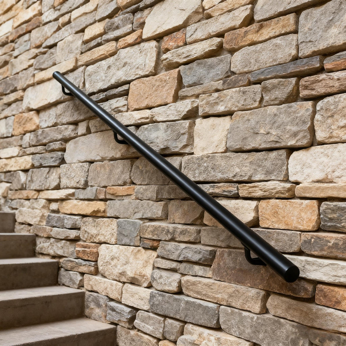 7 FT Matte Black Aluminum Handrail Set T626
