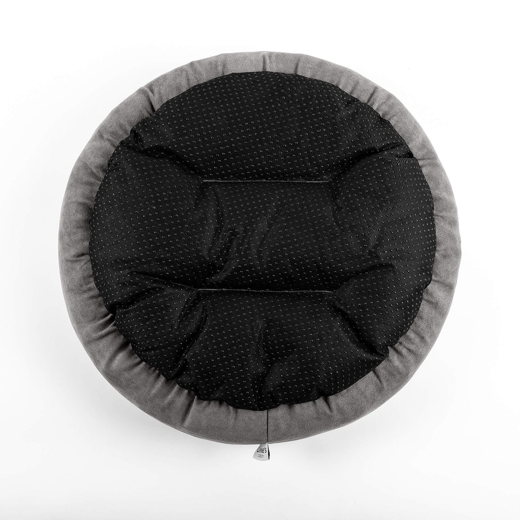 Round Donut Cat and Dog Cushion Bed, 20in Washable Gray S779